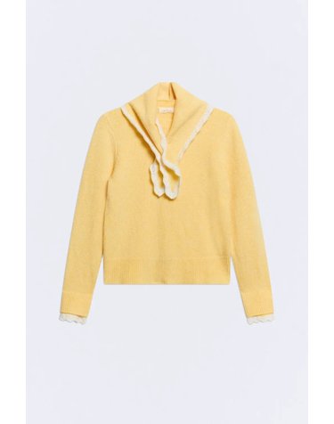 에세오에세 울 혼방 탈착 스카프 니트 스웨터 305480-1150 LEMON