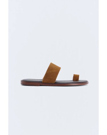 에세오에세 레더 더블 스트랩 플랫 뮬 샌들 304727-1080 BROWN