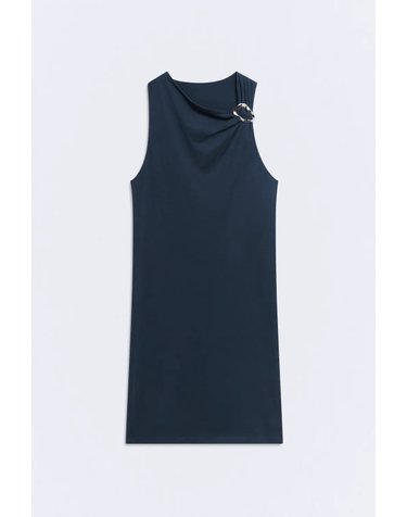 에세오에세 메탈 셔링 민소매 미니 원피스 305147-1210 NAVY