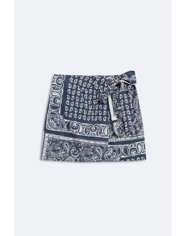 에세오에세 페이즐리 프린트 랩 미니 스커트 305184-1070 NAVY BANDANA