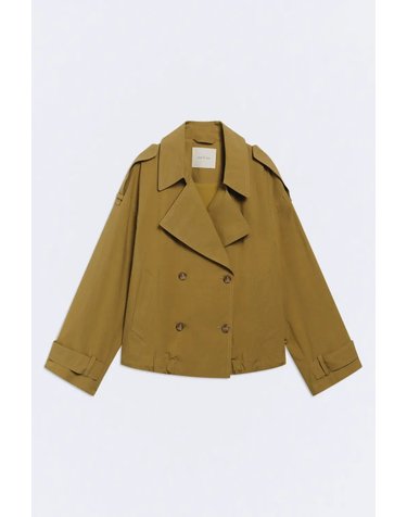 에세오에세 코튼 크롭 트렌치 코트 304467-1060 LIGHT OLIVE