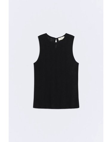 에세오에세 오픈워크 홀터넥 민소매 탑 304877-1100 NEGRO