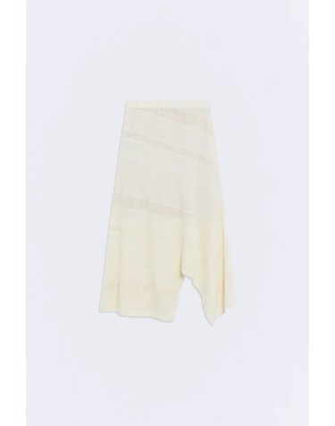 에세오에세 린넨 혼방 오픈워크 미디 스커트 304948-1010 OFF WHITE