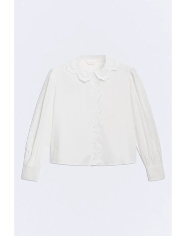 에세오에세 자수 칼라 레귤러핏 긴팔 셔츠 305199-1010 WHITE