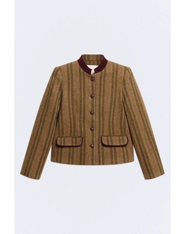 에세오에세 울 마오칼라 벨벳 트림 자켓 305270-1170 KHAKI STRIPES