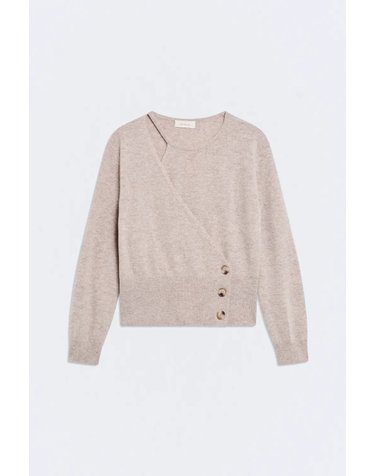 에세오에세 울 라운드넥 사이드 버튼 가디건 305504-1050 LIGHT TAUPE