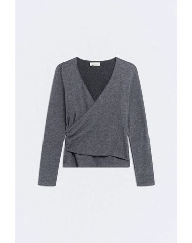 에세오에세 크로스 V넥 긴팔 티셔츠 305503-1090 GRIS MELANGE