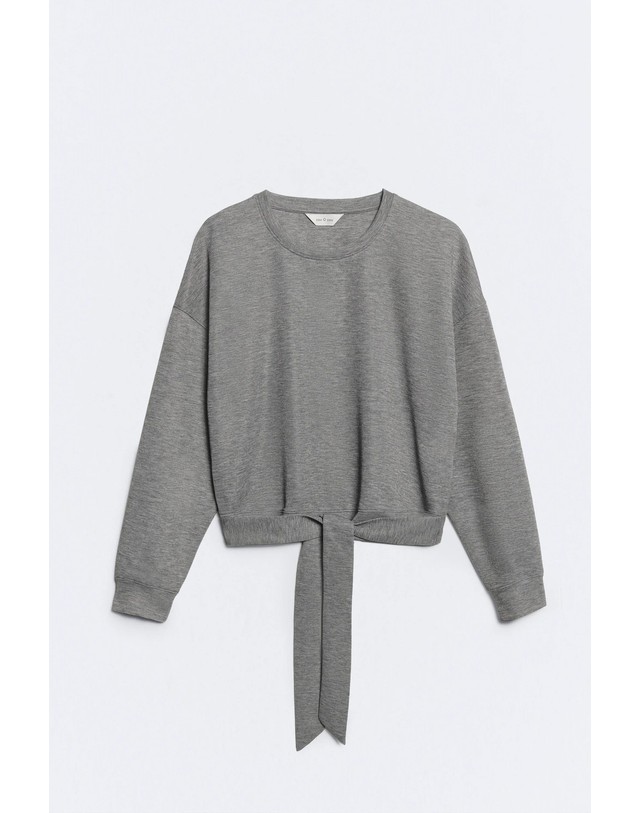 에쎄오에쎄 에세오에세 오버사이즈 벨트 맨투맨 305149-1090 GRIS VIGORE 그레이 착용컷