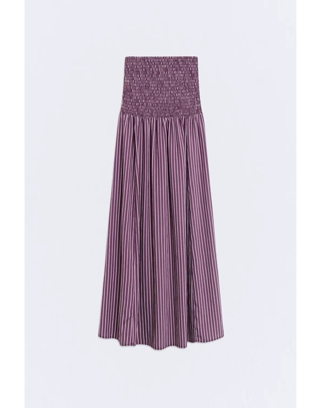 에쎄오에쎄 에세오에세 스트라이프 스모킹 롱 스커트 304744-1170 BURGUNDY STRIPES 레드 착용컷