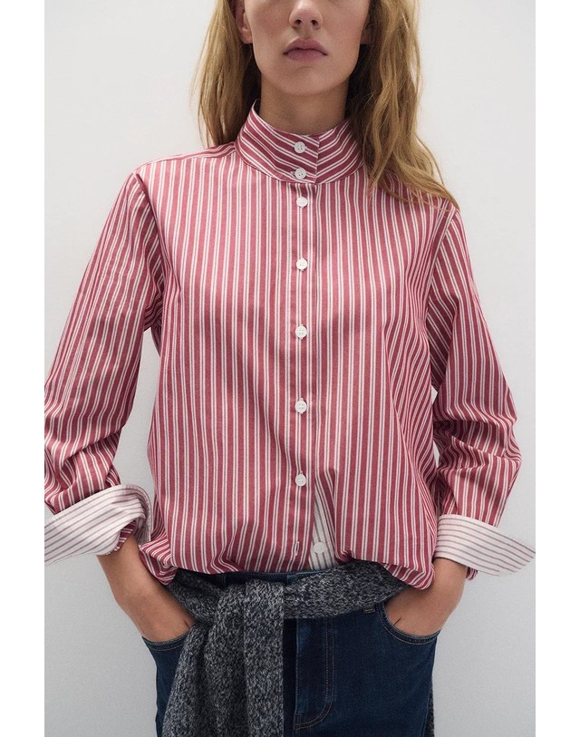 에쎄오에쎄 에세오에세 스트라이프 마오칼라 코튼 셔츠 305226-1170 RED STRIPES 멀티컬러 착용컷