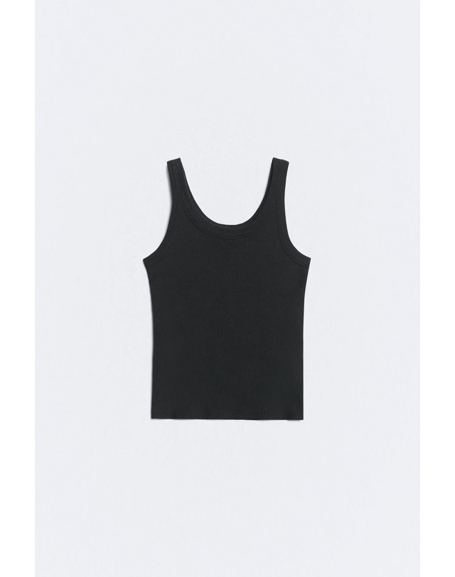 에쎄오에쎄 에세오에세 골지 라운드넥 슬림핏 탱크탑 305274-1100 NEGRO 블랙 착용컷