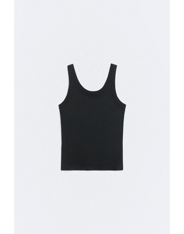 에쎄오에쎄 에세오에세 골지 라운드넥 슬림핏 탱크탑 305274-1100 NEGRO 블랙 착용컷