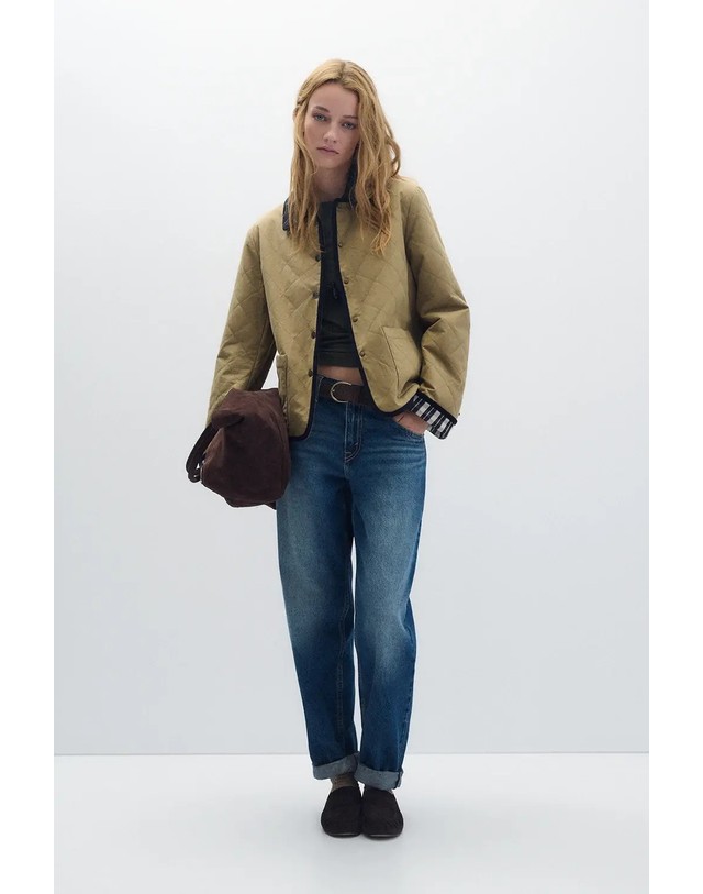 에쎄오에쎄 에세오에세 퀼팅 코듀로이 칼라 자켓 305078-1060 LIGHT KHAKI 카키 착용컷