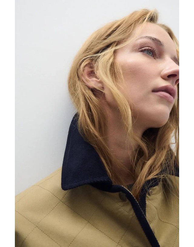 에쎄오에쎄 에세오에세 퀼팅 코듀로이 칼라 자켓 305078-1060 LIGHT KHAKI 카키 착용컷