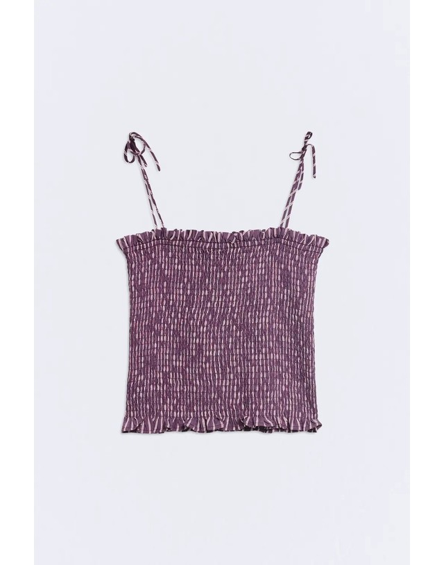 에쎄오에쎄 에세오에세 스트라이프 스모킹 스트랩 크롭 탑 304879-1170 BURGUNDY STRIPES 퍼플 착용컷