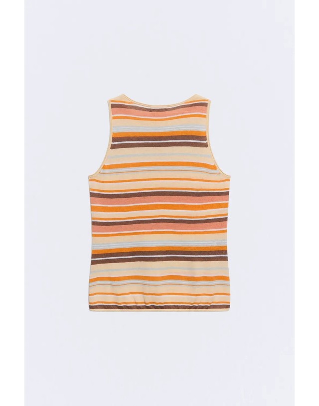 에쎄오에쎄 에세오에세 린넨 코튼 스트라이프 민소매 탑 305122-1170 STRIPES 멀티컬러 착용컷
