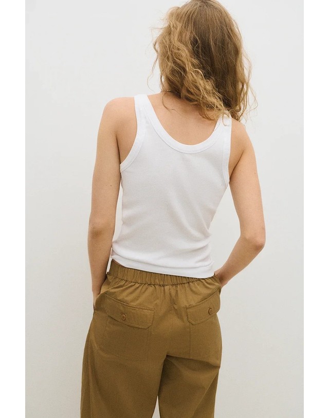 에쎄오에쎄 에세오에세 코튼 라운드넥 골지 탱크탑 305274-1010 BLANCO 화이트 착용컷