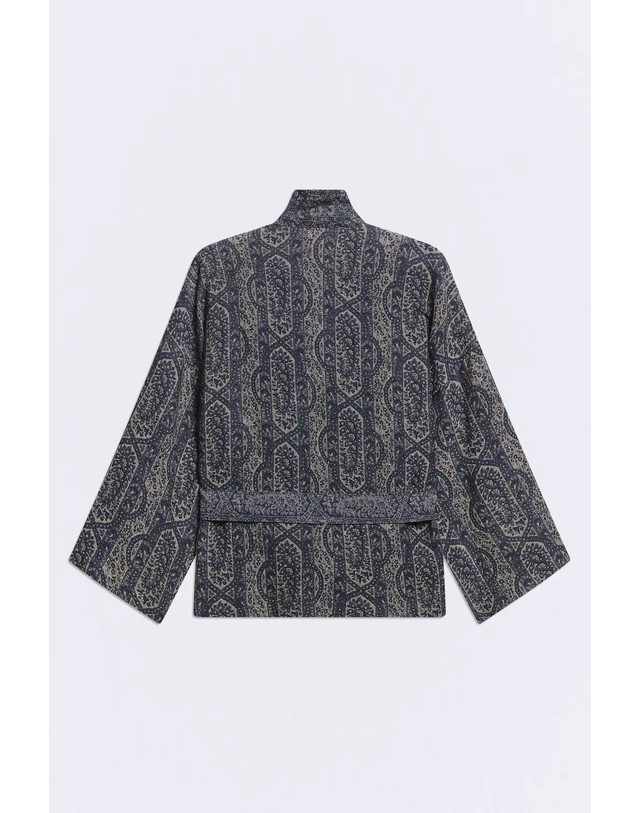 에쎄오에쎄 에세오에세 페이즐리 자카드 기모노 자켓 305617-1160 BLUE PAISLEY 네이비 착용컷