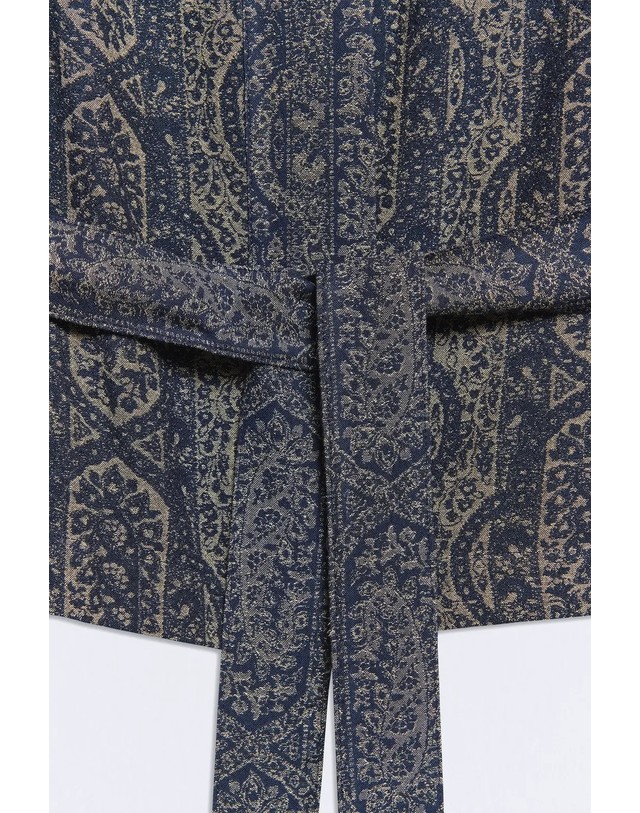 에쎄오에쎄 에세오에세 페이즐리 자카드 기모노 자켓 305617-1160 BLUE PAISLEY 네이비 착용컷