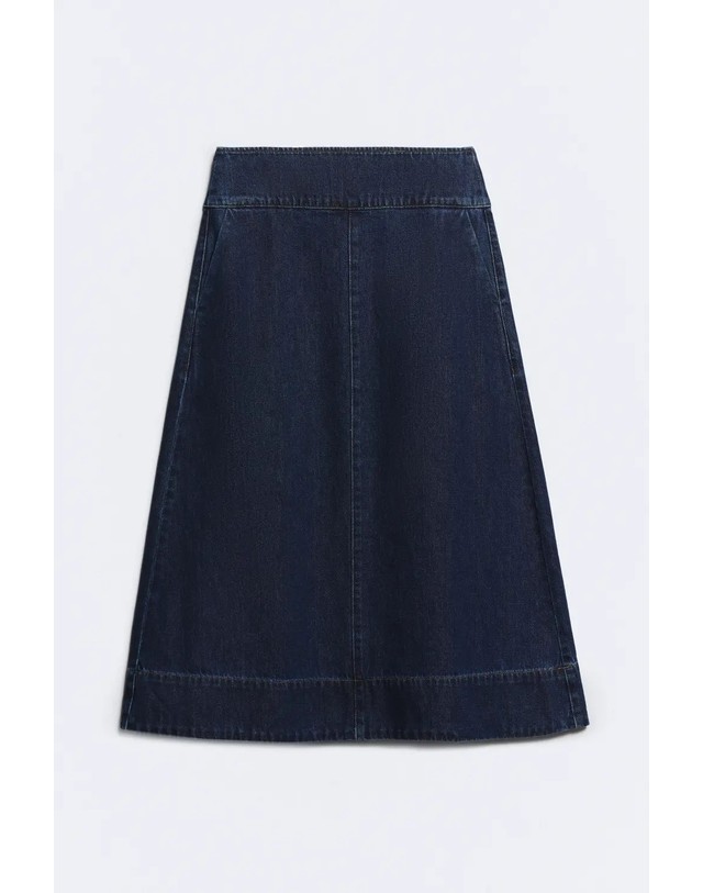 에쎄오에쎄 에세오에세 A라인 미디 데님 스커트 305253-1070 DEEP BLUE 네이비 착용컷
