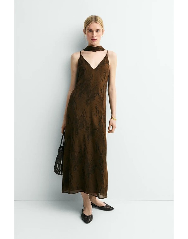에쎄오에쎄 에세오에세 애니멀 프린트 슬립 미디 원피스 304861-1160 ANIMAL PRINT 초콜릿 착용컷