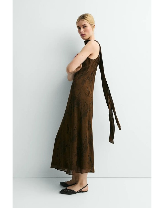 에쎄오에쎄 에세오에세 애니멀 프린트 슬립 미디 원피스 304861-1160 ANIMAL PRINT 초콜릿 착용컷