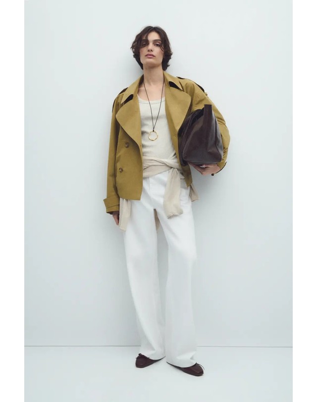 에쎄오에쎄 에세오에세 코튼 크롭 트렌치 코트 304467-1060 LIGHT OLIVE 카키 착용컷
