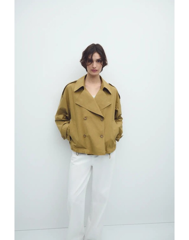 에쎄오에쎄 에세오에세 코튼 크롭 트렌치 코트 304467-1060 LIGHT OLIVE 카키 착용컷