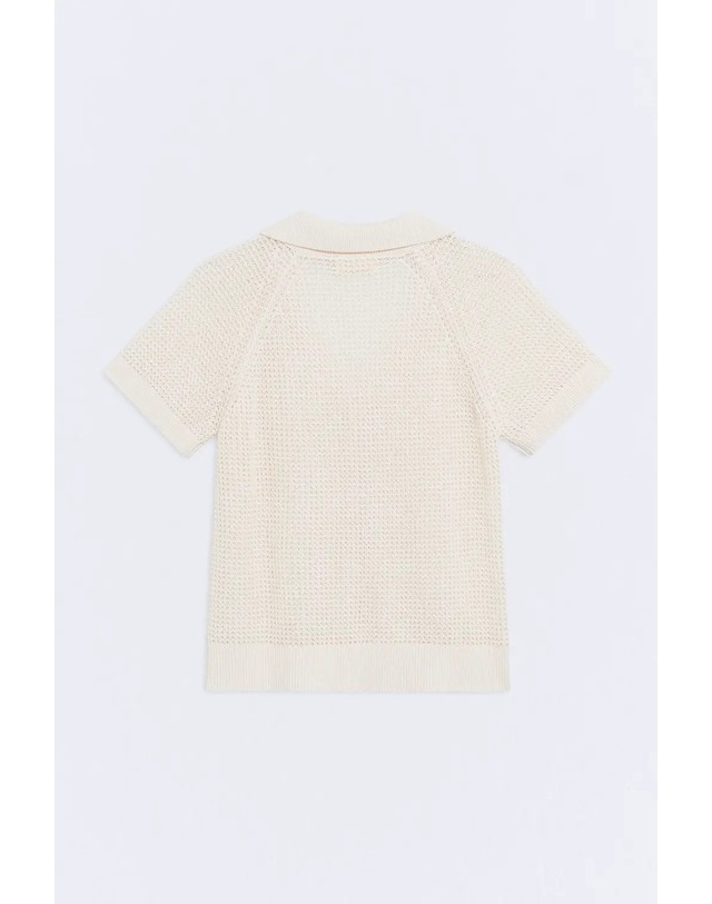 에쎄오에쎄 에세오에세 오픈워크 폴로넥 반팔 린넨 가디건 304955-1020 NATURAL 아이보리 착용컷
