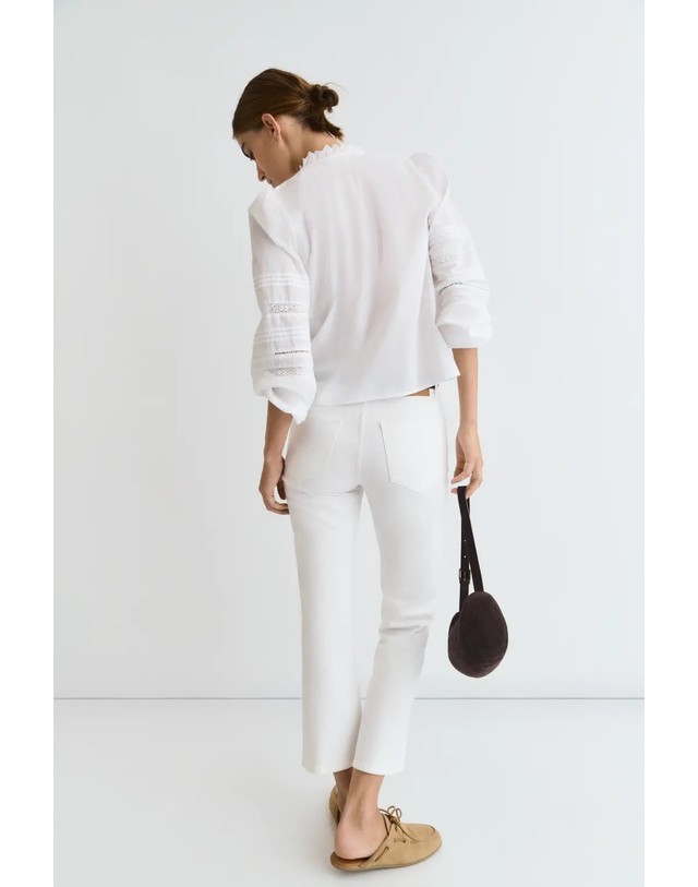에쎄오에쎄 에세오에세 크롭 스트레이트 데님 팬츠 305273-1010 OFF WHITE 아이보리 착용컷
