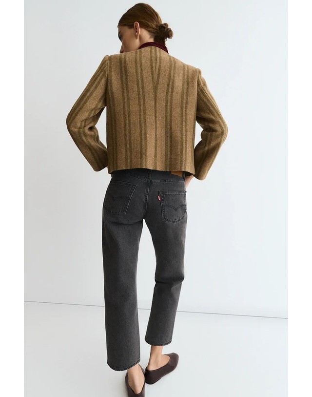 에쎄오에쎄 에세오에세 울 마오칼라 벨벳 트림 자켓 305270-1170 KHAKI STRIPES 카키 착용컷