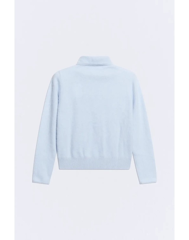 에쎄오에쎄 에세오에세 비대칭 칼라 메리노 울 가디건 305292-1070 LIGHT BLUE 블루 착용컷