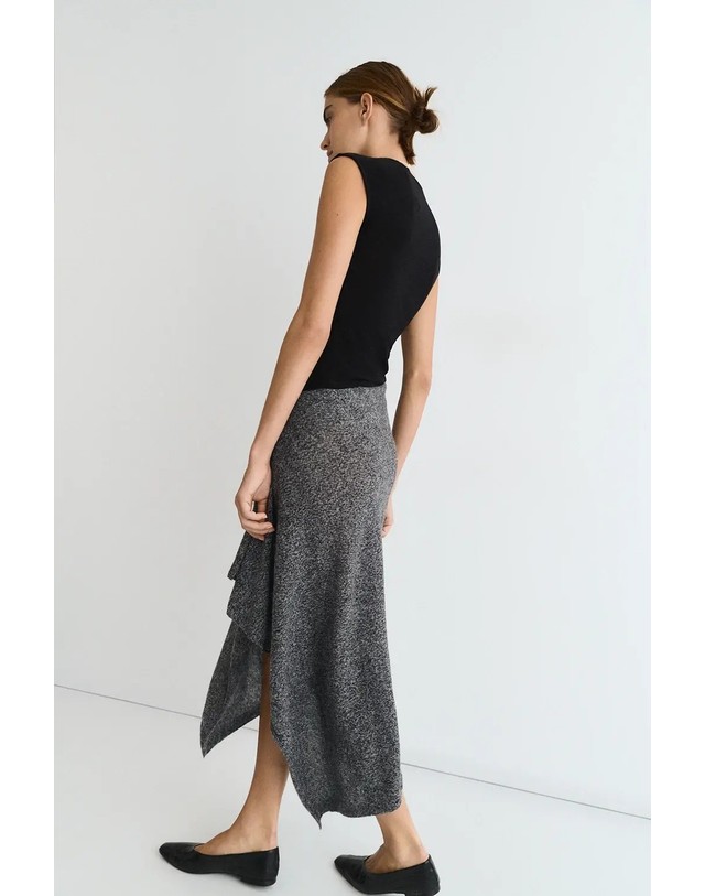에쎄오에쎄 에세오에세 울 혼방 플루이드 미디 스커트 305458-1090 GREY TWEED 그레이 착용컷