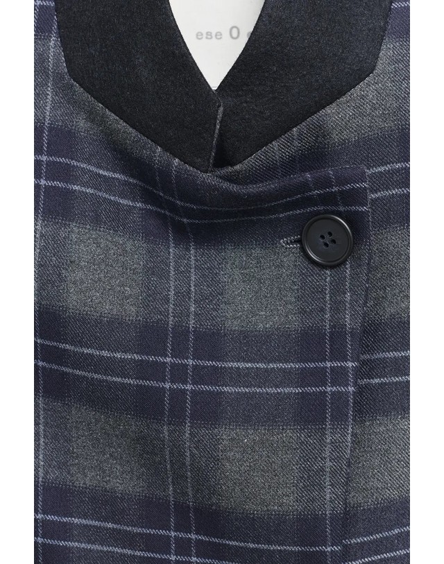 에쎄오에쎄 에세오에세 체크 크롭 블레이저 재킷 305585-1200 NAVY CHECKS 네이비 착용컷