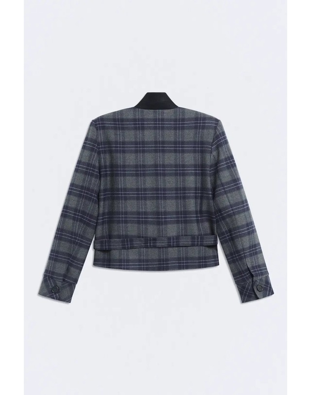 에쎄오에쎄 에세오에세 체크 크롭 블레이저 재킷 305585-1200 NAVY CHECKS 네이비 착용컷