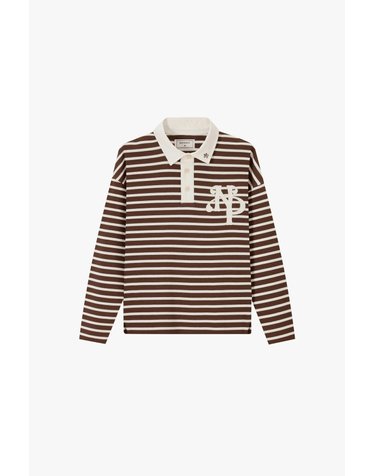 누드프로젝트 스트라이프 자수 긴팔 폴로셔츠 7050 BROWN