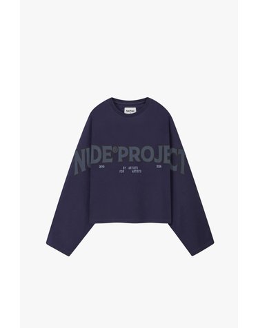누드프로젝트 크롭 오버핏 그래픽 긴팔 티셔츠 6896 NAVY