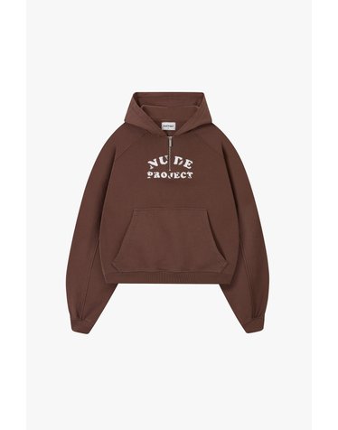 누드프로젝트 자수 트윌 하프집업 후디 6910 BROWN