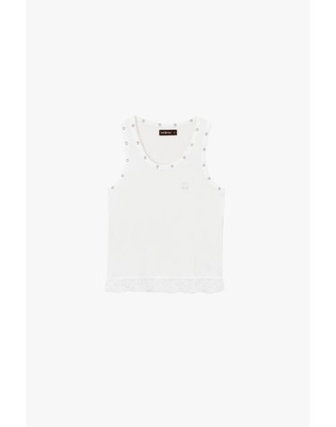 누드프로젝트 아일렛 레이스 민소매 탱크탑 6688 WHITE