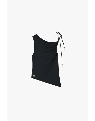 누드프로젝트 원숄더 비대칭 슬림핏 탑 6689 BLACK