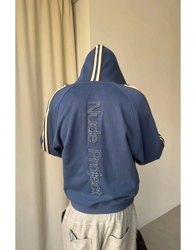 누드 프로젝트 누드프로젝트 박시핏 자카드 후드 집업 6987 BLUE 블루 착용컷