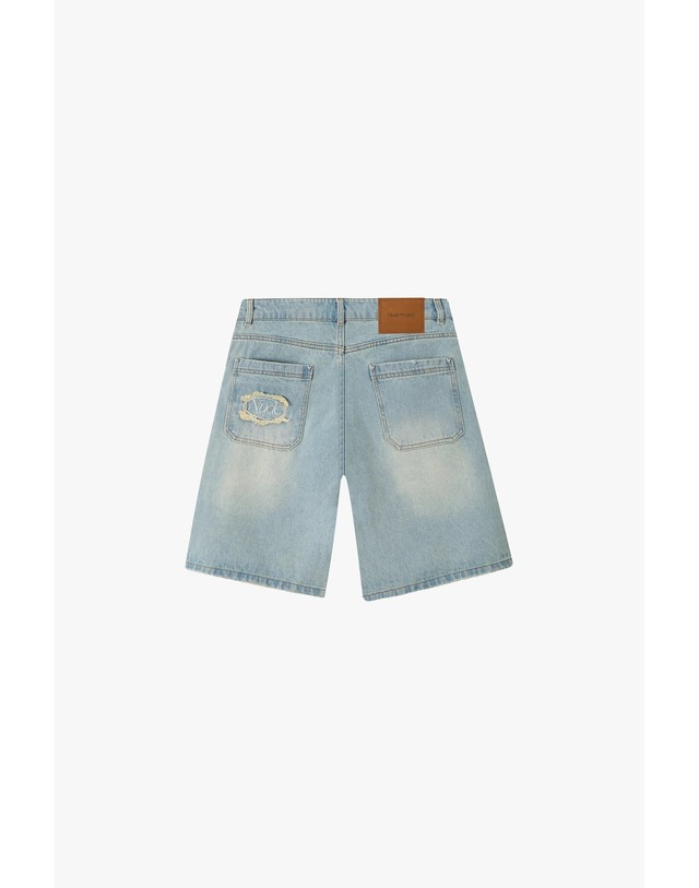 누드 프로젝트 누드프로젝트 워시드 자수 데님 버뮤다 팬츠 6134 LIGHT BLUE 블루 착용컷