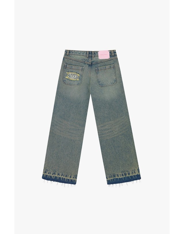 누드 프로젝트 누드프로젝트 배기핏 워시드 자수 데님 청바지 6126 GREEN 블루 착용컷