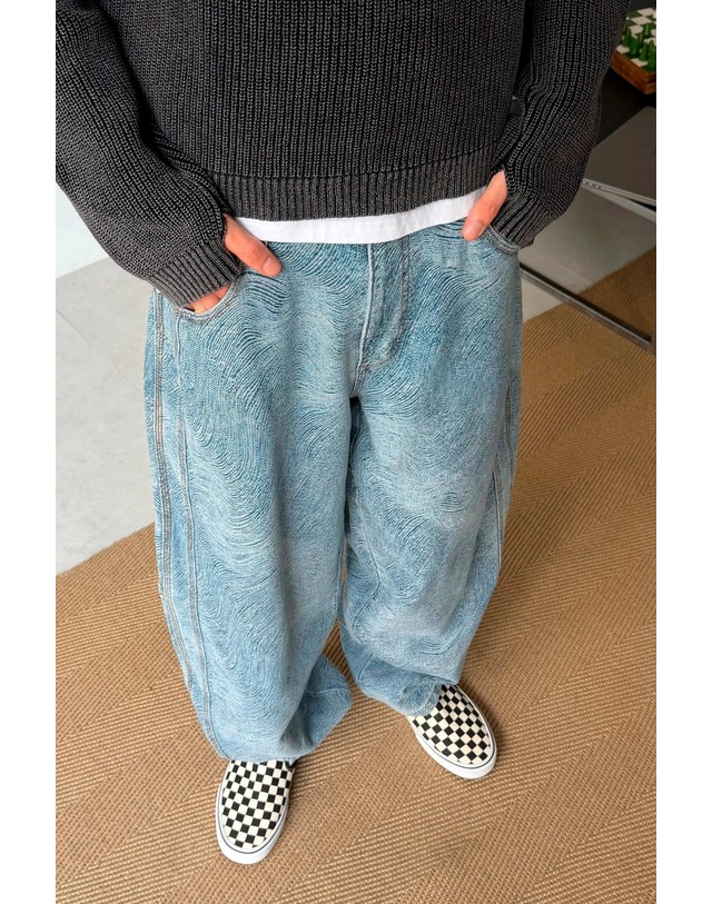 누드 프로젝트 누드프로젝트 데님 자카드 배럴핏 청바지 6776 LIGHT BLUE 블루 착용컷