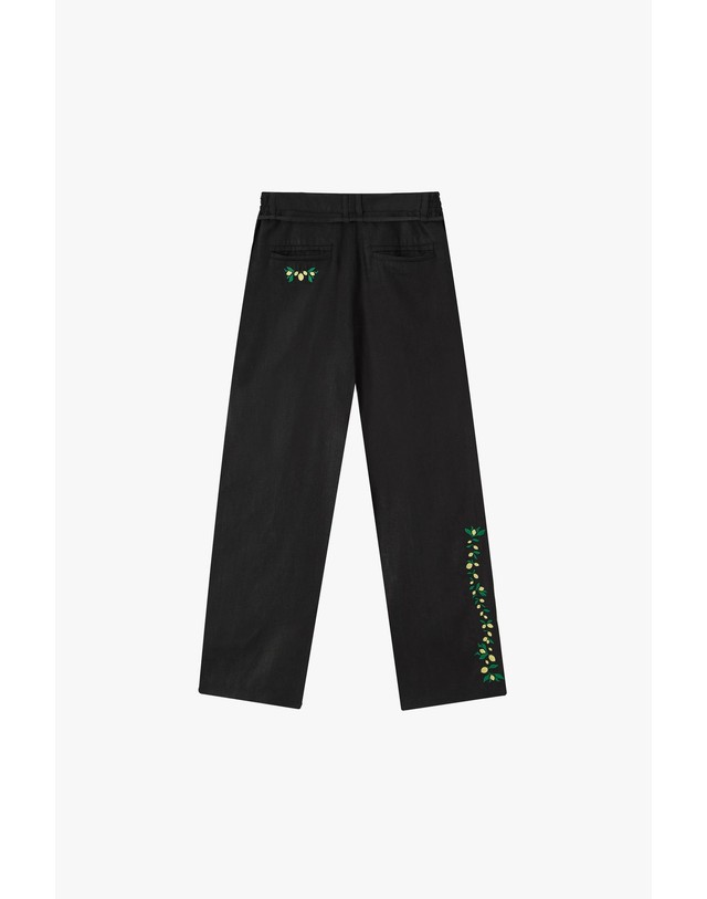 누드 프로젝트 누드프로젝트 린넨 와이드핏 자수 팬츠 6192 BLACK 블랙 착용컷