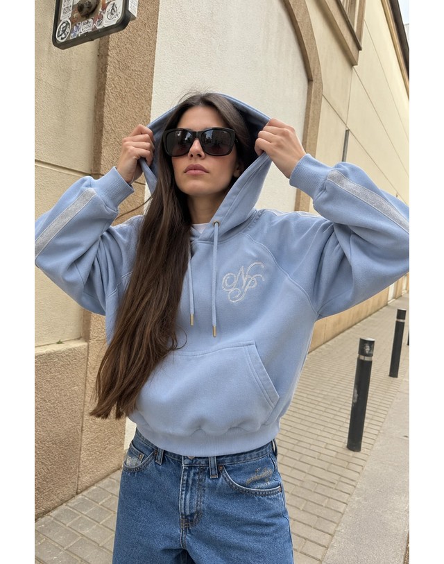 누드 프로젝트 누드프로젝트 스크립트 캥거루 포켓 후디 7159 LIGHT BLUE 블루 착용컷