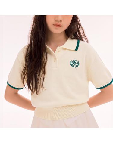 [스파오키즈] [키즈] 자수 폴로카라 반팔니트 (SPKWE24KG2-O)