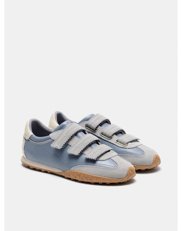호프 호프 브릿지 벨크로 레더 스니커즈 22661414 VELCROS LIGHT BLUE 블루 착용컷