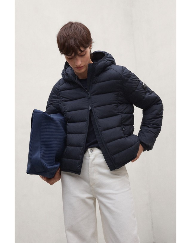 블루 바나나 에코알프 후드 집업 경량 숏 패딩 자켓 MCWGAJKASP000987W26 DEEP-NAVY 네이비 착용컷