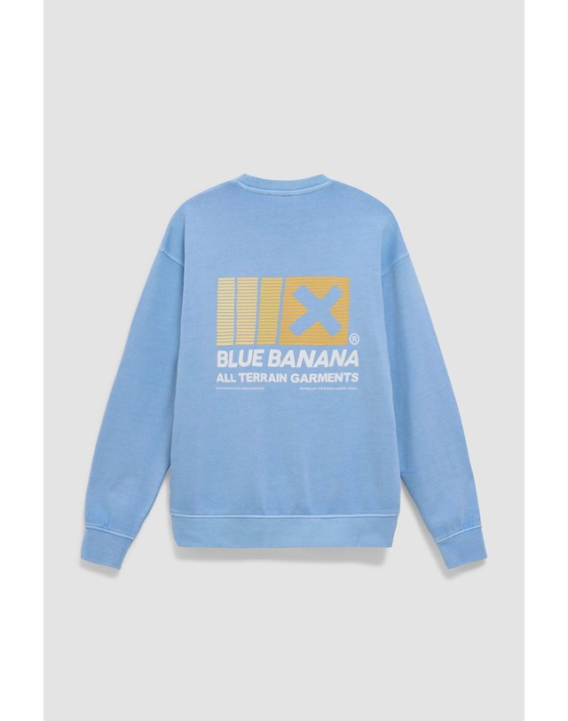 블루 바나나 블루바나나 오버사이즈 워시드 크루넥 맨투맨 AW26UG021BOOBL18 LIGHT BLUE 착용컷